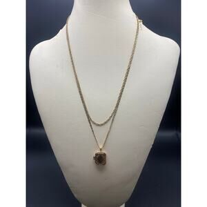 Vintage-Style Double-Layer Gold-Tone Locket Necklace